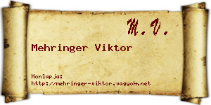 Mehringer Viktor névjegykártya